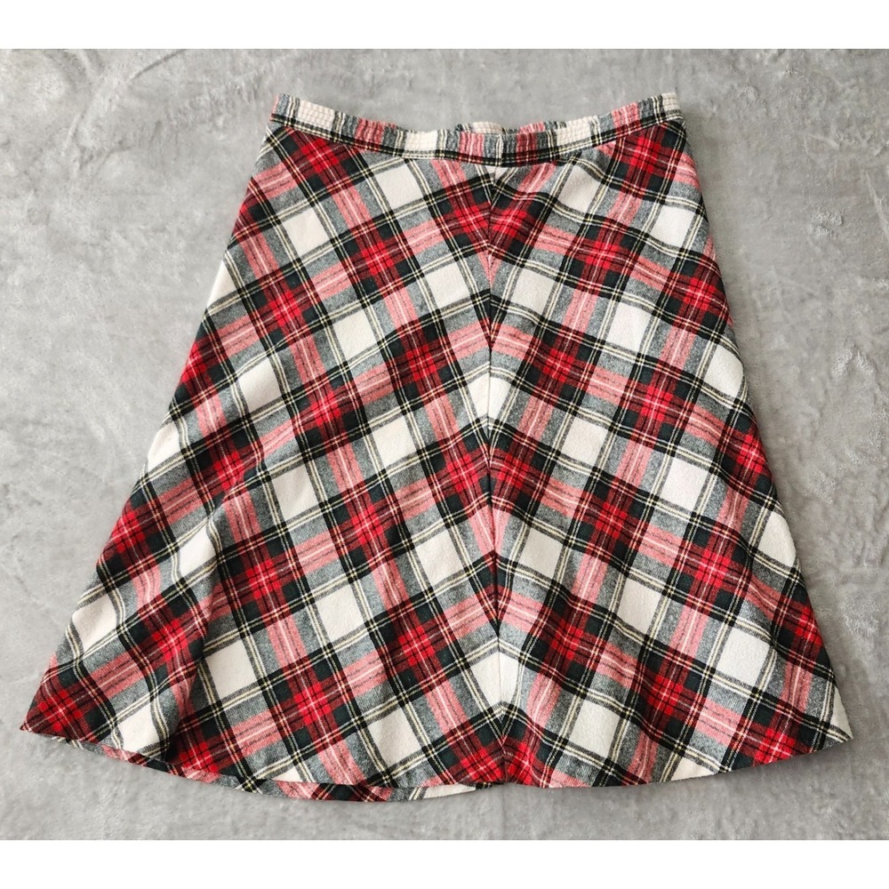 Vintage 70s/80s Plaid A Line Lightweight Picnic Grandma High Waist Midi Skirt